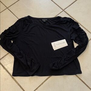 Athleta Black Crop Ruched Blouse